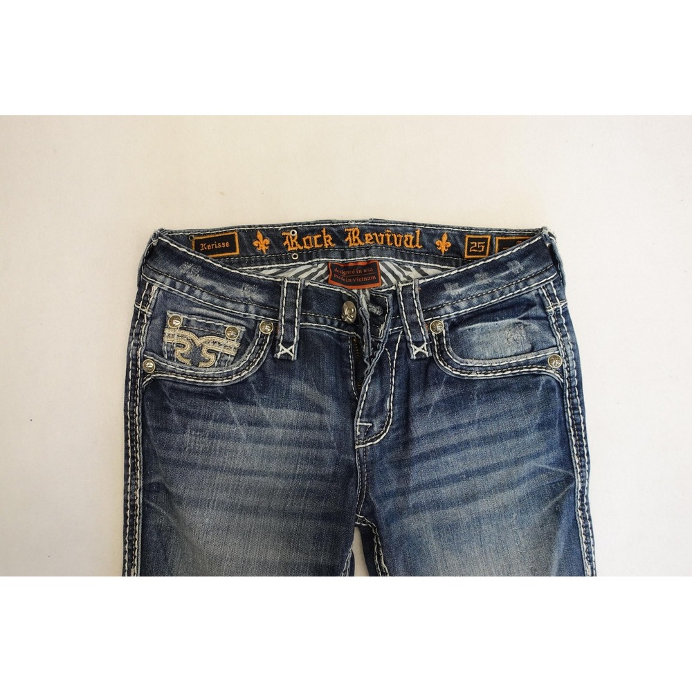 Rock Revival Karisse Jeans Womens 25 Blue Bootcut Medium Wash Stretch Denim